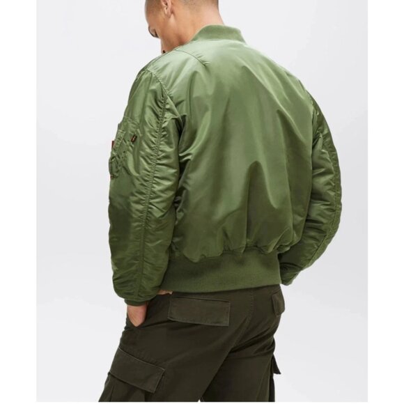 Alpha Industries Ma-1 Bomber Jacket Olive Green Reversible Lined Unisex XS Nylon - Picture 2 of 16